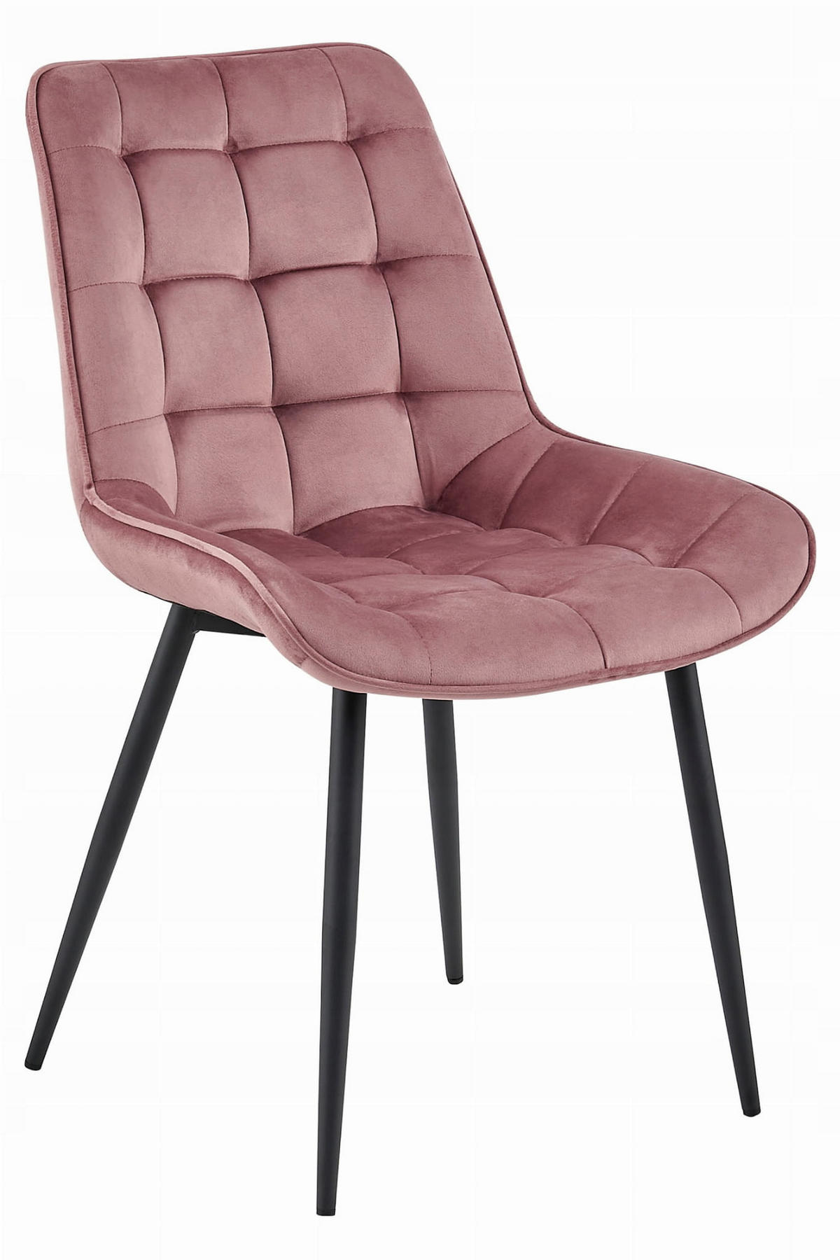 STUHL BARDI 1 Stück, Rosa, Schwarz, mit Samtstoff gepolstert - Beige, Textil/Metall (48/93/56cm) - Komodee