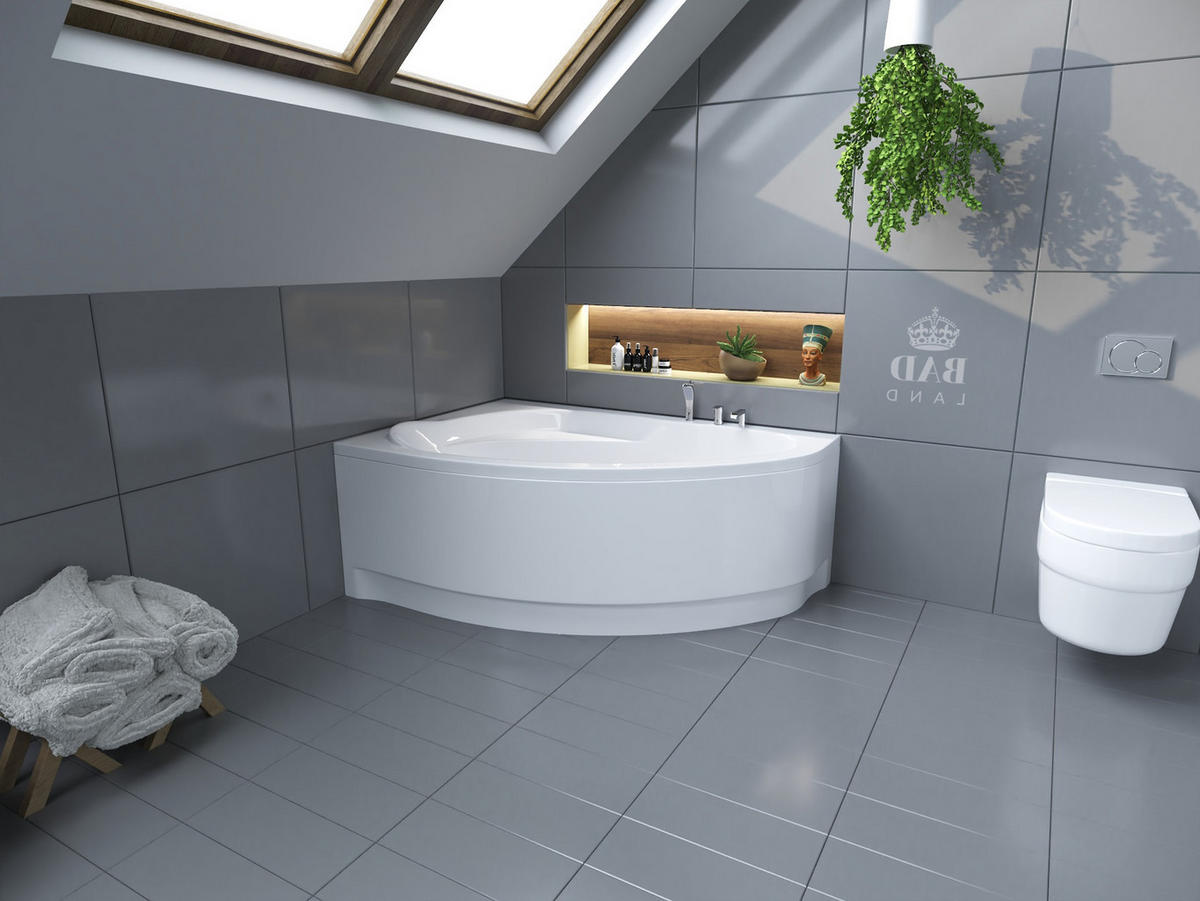 BADEWANNE Eckwanne MAREA 150/100 Links mit Schürze Ablauf Füße - Weiß, Kunststoff (100/57.5/150cm) - bad land