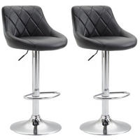 2ER Set Barhocker Lazio 83-104 cm Schwarz - Schwarz, Leder (46/83/49cm) - furnicato