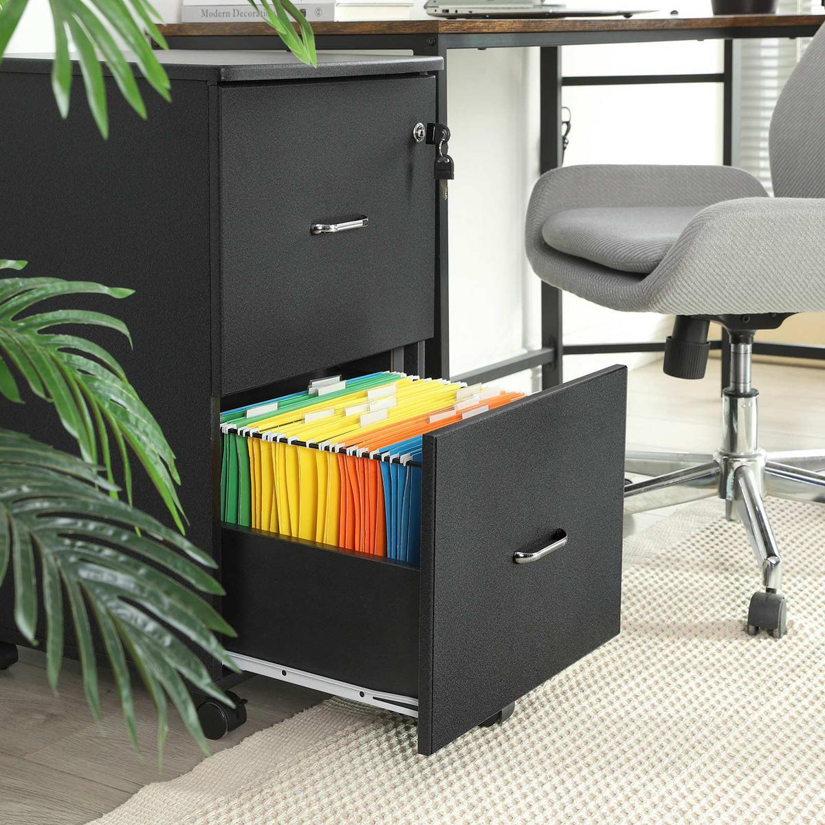 ROLLCONTAINER - Schwarz, Holzwerkstoff (45/72/43cm) - Hansiro