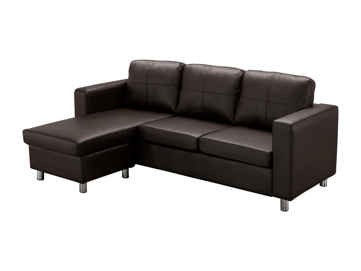 SOFA - 4 Personen - kunstleder - schokoladenbraun Ackley - Braun, Leder/Metall (196/77/133cm) - Vente-Unique
