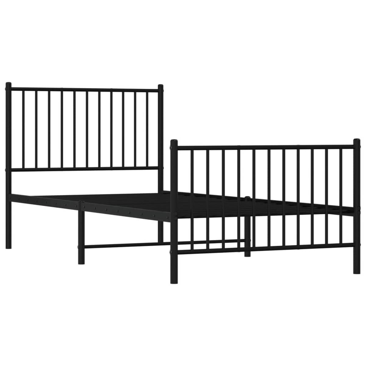 BETTGESTELL Mit Kopf- Und Fussteil Metall Schwarz 90/200 Cm - Schwarz, Metall (90/200cm) - vidaXL