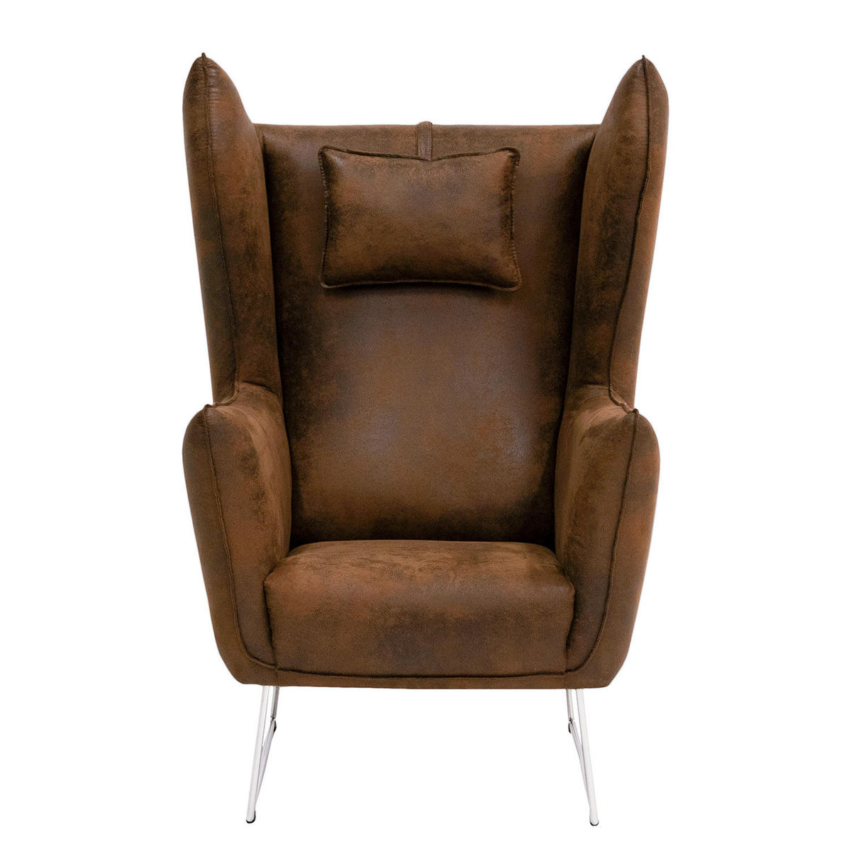 SESSEL - Chromfarben/Braun, Textil/Metall (80/112/92cm) - home24