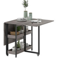 ESSTISCH klappbar 133,4 x 80 x 75 cm Grau mit 2 offenen Fächern - Grau, Holz (133.4/80/75cm) - Meubliv