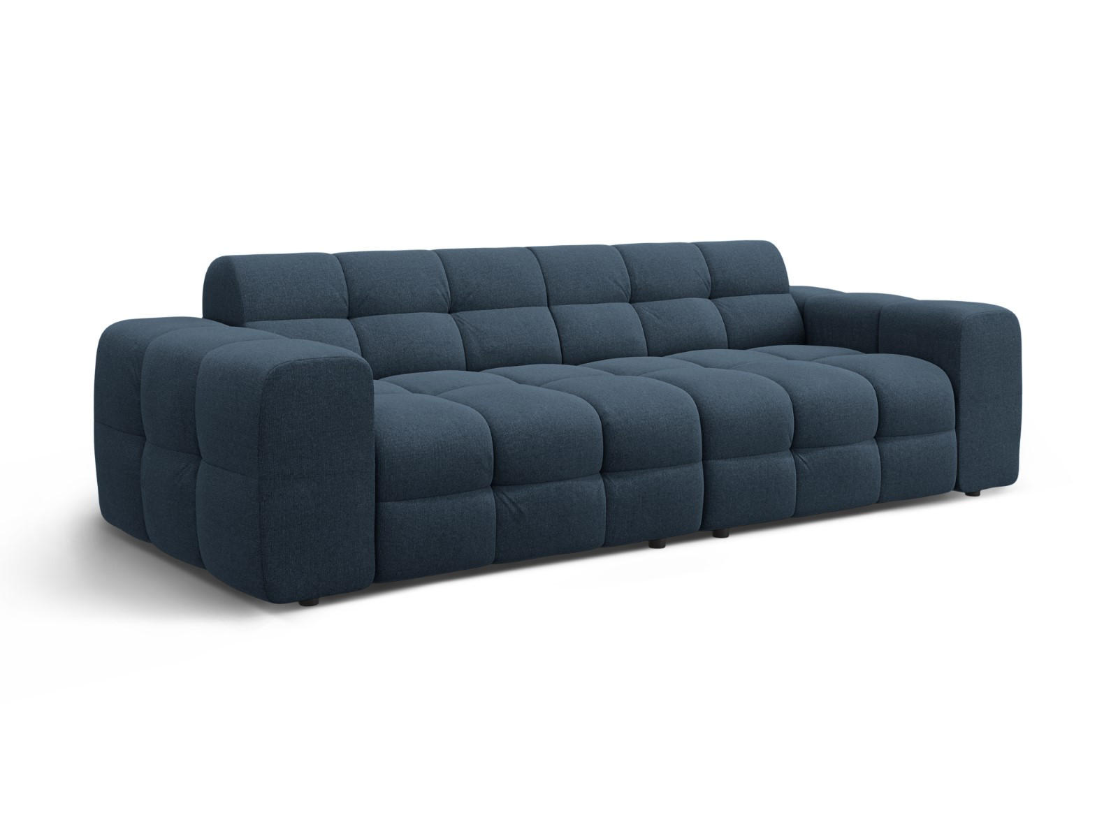 SOFA Kendal aus strukturiertem Stoff marineblau 4 Sitzplätze - Blau, Textil (255/79/103cm) - Micadoni