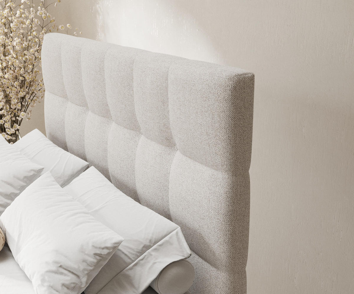 BOXSPRINGBETT Chanton Hellbeige 160/200 cm mit Latex-Topper - Beige/Silberfarben, Holz/Holzwerkstoff (160/200cm) - Maison de Reve