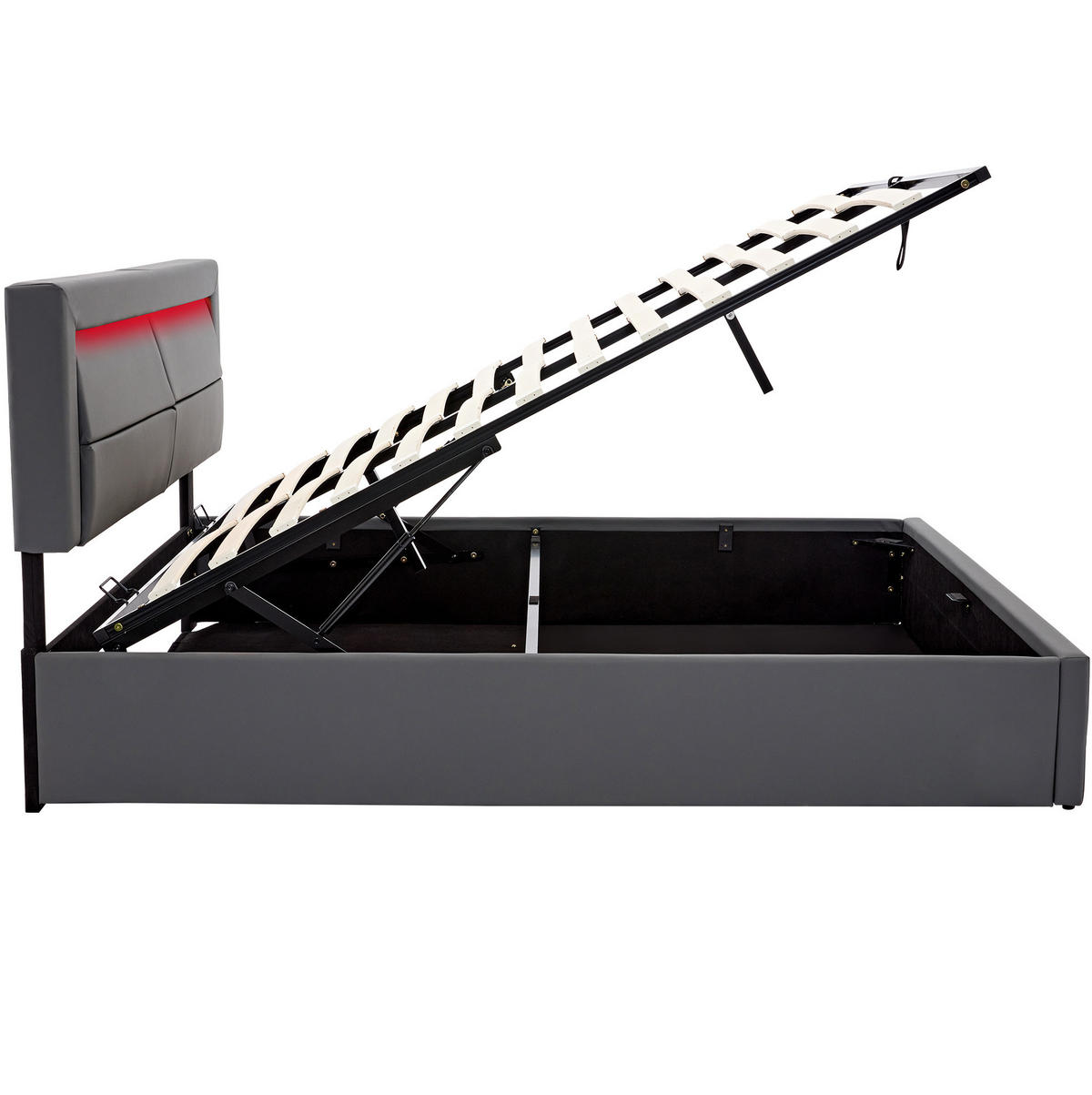 POLSTERBETT 140/200 cm Grau mit USB-Anschluss und LED-Beleuchtung - Grau, Kunststoff (140/200cm) - OKWISH