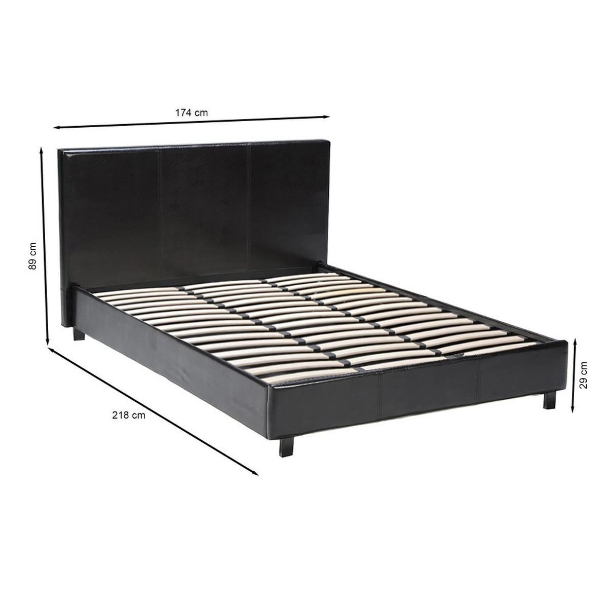 DOPPELBETT ATLANTA / 160x200 - Schwarz - Schwarz, Holzwerkstoff (160/200cm) - Weber Industries