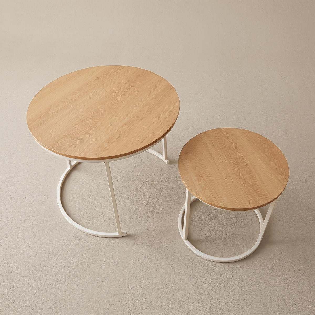 COUCHTISCH 2er-Set rund Weiß, Braun - Braun, Metall (60/60/50cm) - SCENA LIVING
