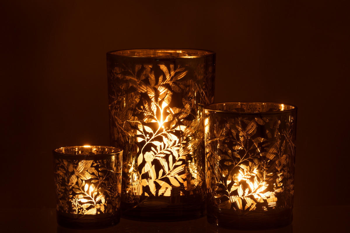 KERZENHALTER BLATTGLAS - Glas - Grün - L - Grün, Glas (12/18cm) - J-Line