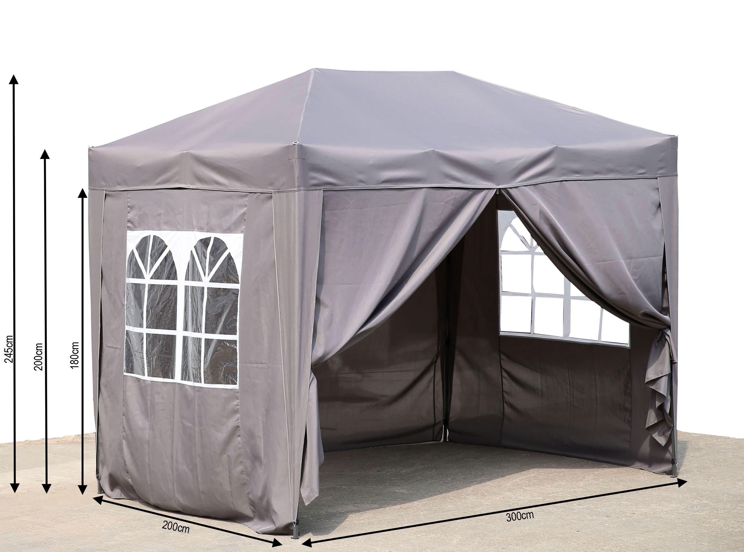 FALTPAVILLON 2x3m Smoky Grau - Grau, Metall (200/245/300cm) - QUICK STAR
