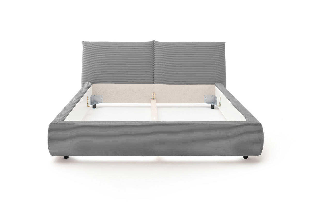 POLSTERBETT HENRY Grau Cord - Schwarz/Grau, Textil (160/200cm) - KAWOLA