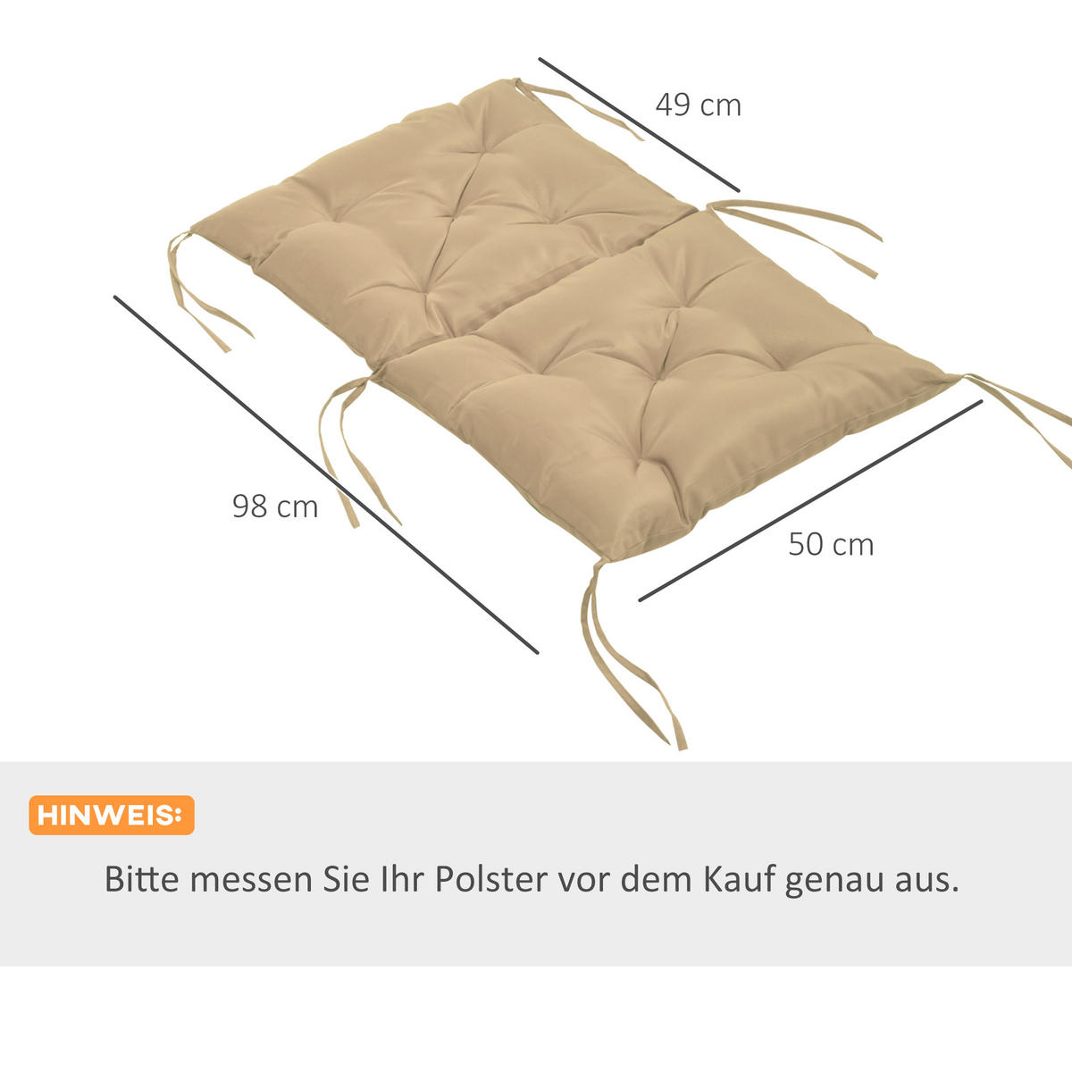 SESSELAUFLAGEN Khaki 2 Stück - Beige, Kunststoff (50/8/98cm) - GiPP