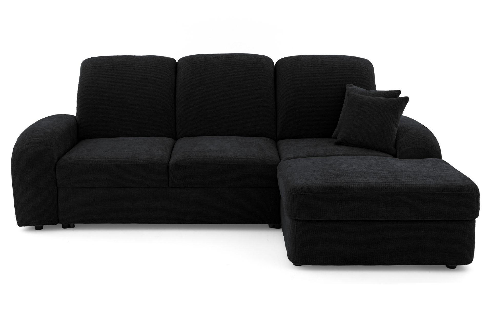 ECKSOFA VIBE S Rechts mit Schlaffunktion 130x202 Chenille Anthrazit - Anthrazit/Schwarz, Holz/Kunststoff (156/255cm) - Muffo