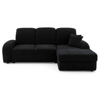 ECKSOFA VIBE S Rechts mit Schlaffunktion 130x202 Chenille Anthrazit - Anthrazit/Schwarz, Holz/Kunststoff (156/255cm) - Muffo