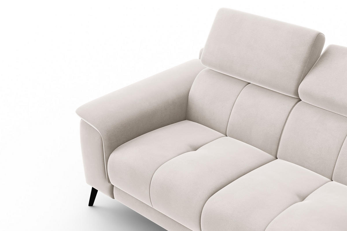 SOFA FIERO 2-Sitzer, Beiger Veloursstoff - Beige/Schwarz, Holz/Textil (170/82/103cm) - Courtois Laville