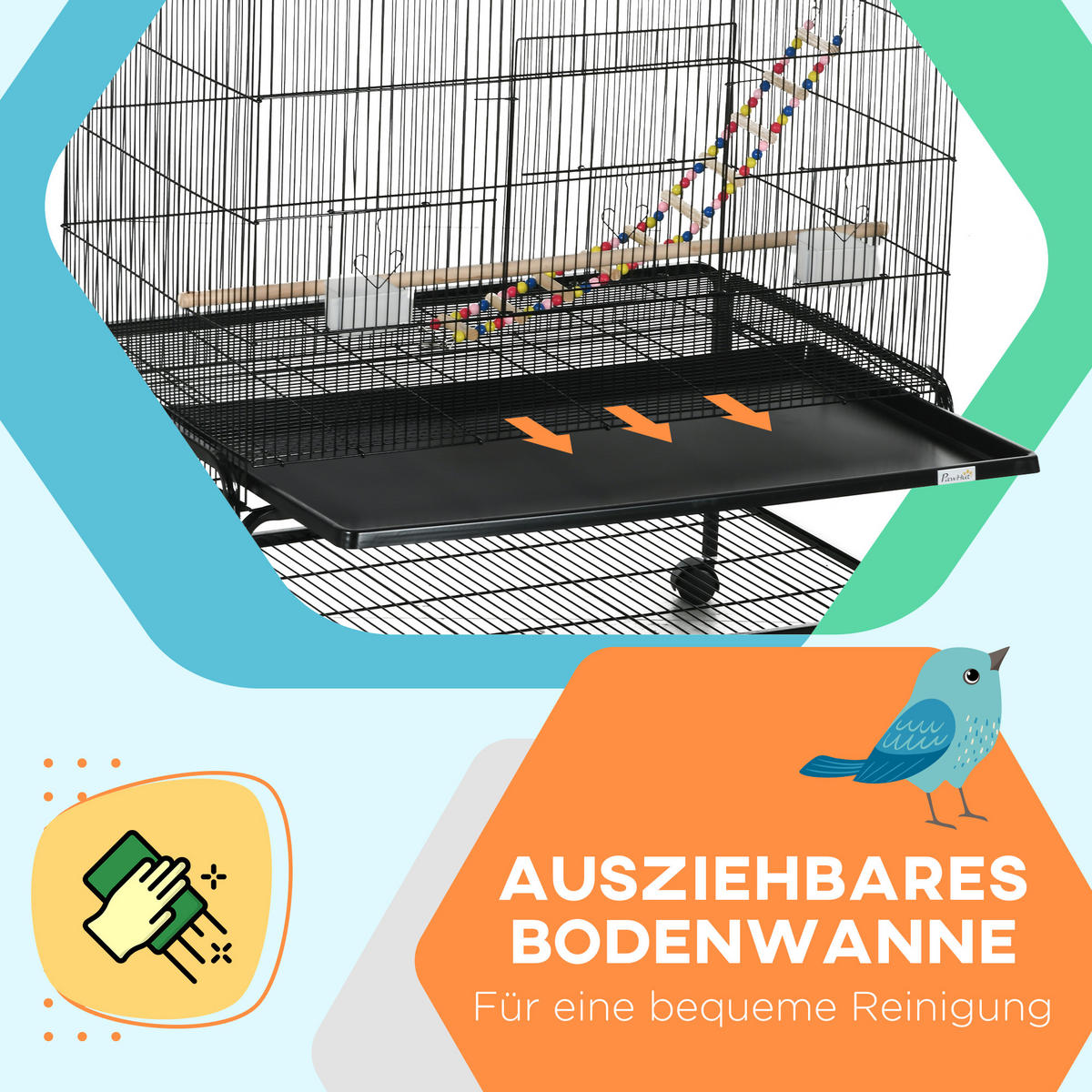 VOGELKÄFIG DE-10609 Schwarz - Schwarz, Metall (58/160/97cm) - ComfortXL