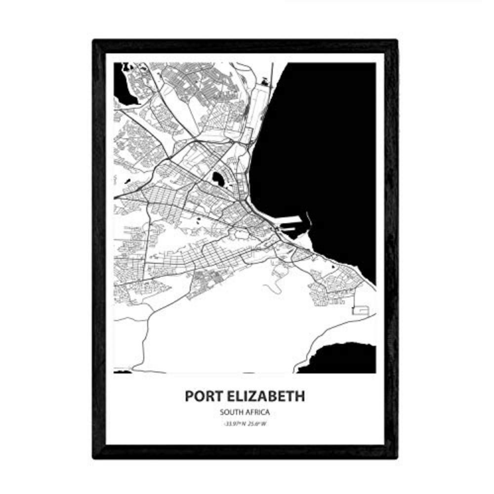 POSTER Karte Von Port Elizabeth - Südafrika A3 Rahmenlos - Klar, Papier (29.7/5/42cm) - Nacnic