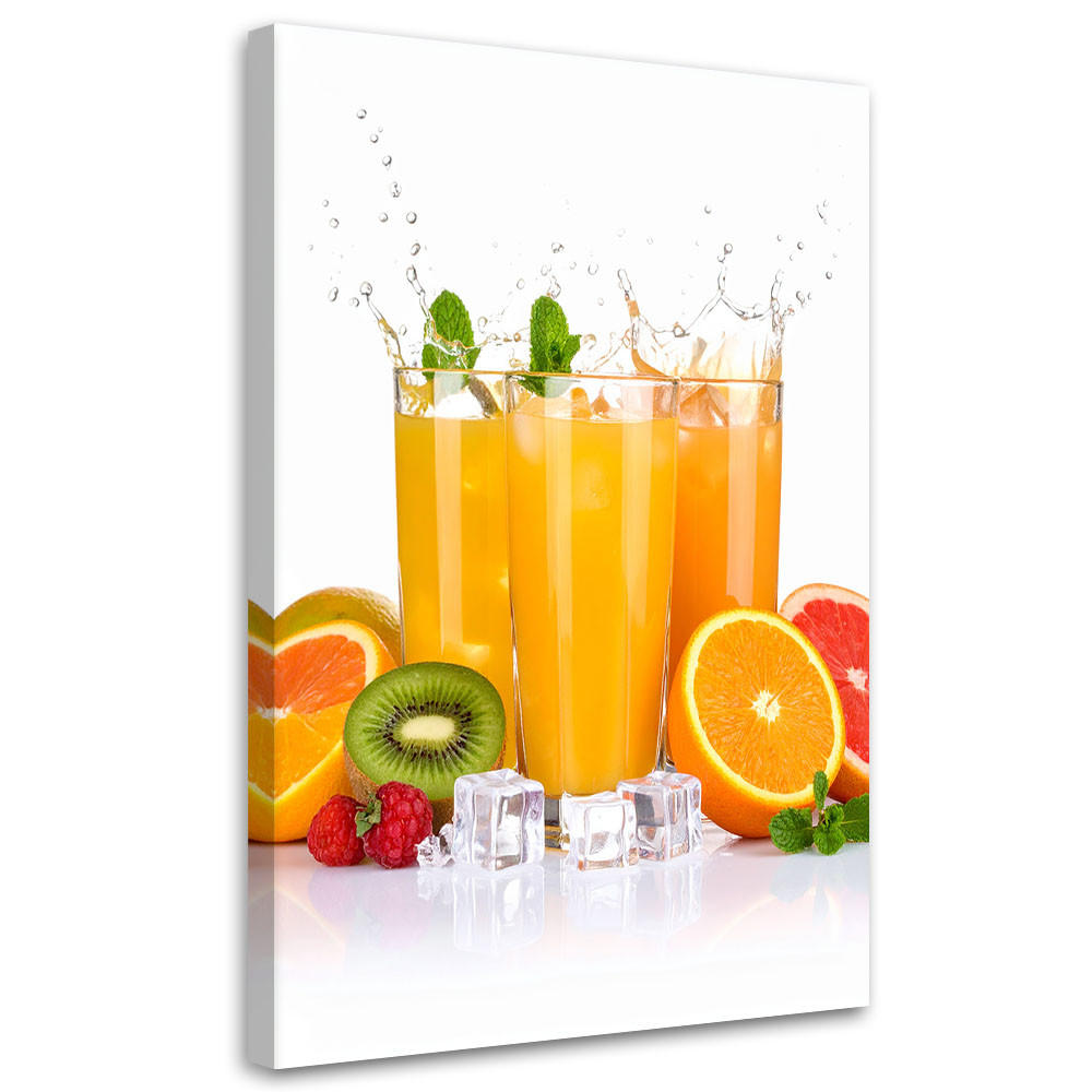 LEINWANDBILD Orangensaft mit Früchten 80x120cm - Gelb, Textil (80/120cm) - Feeby