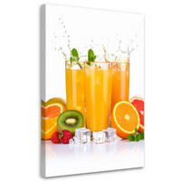 LEINWANDBILD Orangensaft mit Früchten 80x120cm - Gelb, Textil (80/120cm) - Feeby