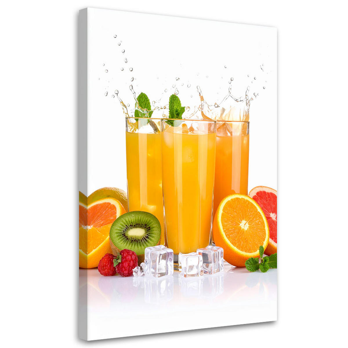 LEINWANDBILD Orangensaft mit Früchten 80x120cm - Gelb, Textil (80/120cm) - Feeby