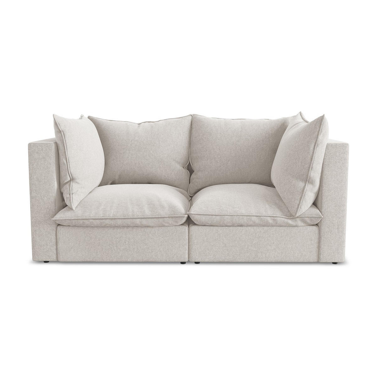 2-SITZER SOFA Samt Stoff Beige - Hellbraun/Schwarz, Holzwerkstoff/Kunststoff (180/77/90cm) - LaMiaSofa