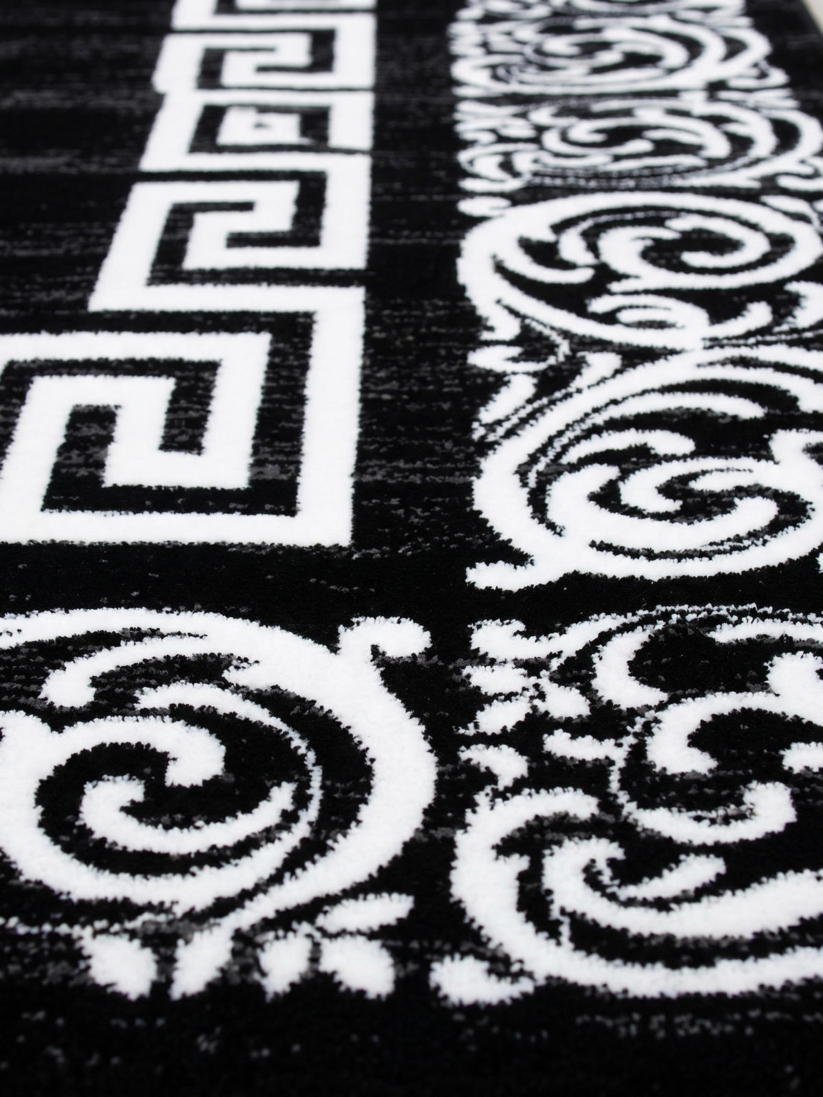 TEPPICH Kurzflor ASPEN in Schwarz, mit Mäander-Muster, 80 x 300 cm - Schwarz, Textil (80/300cm) - KADIMA DESIGN