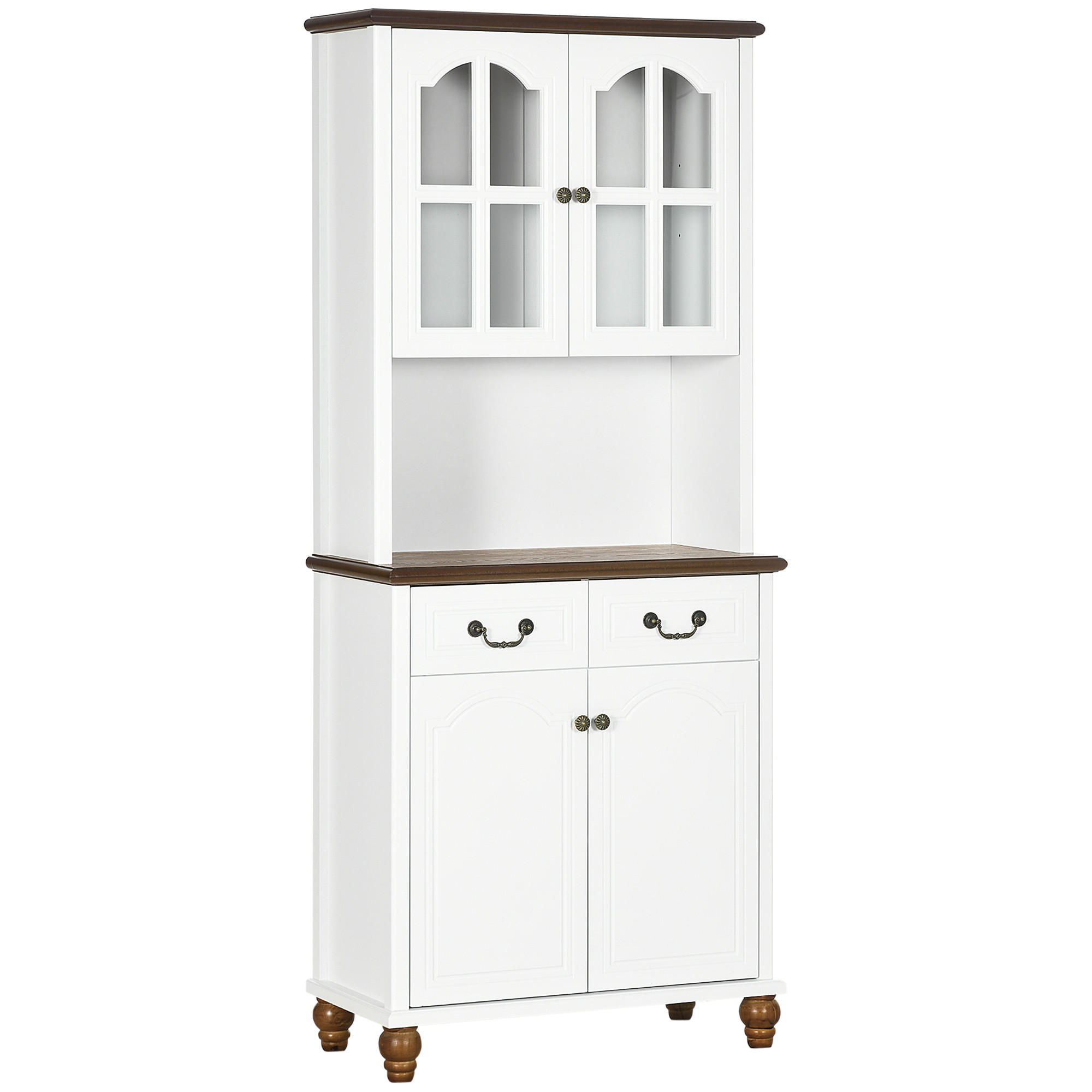 KÜCHENSCHRANK, MDF, Weiß, 76L x 38B x 182H cm - Weiß, Metall (38/182/76cm) - HOMCOM
