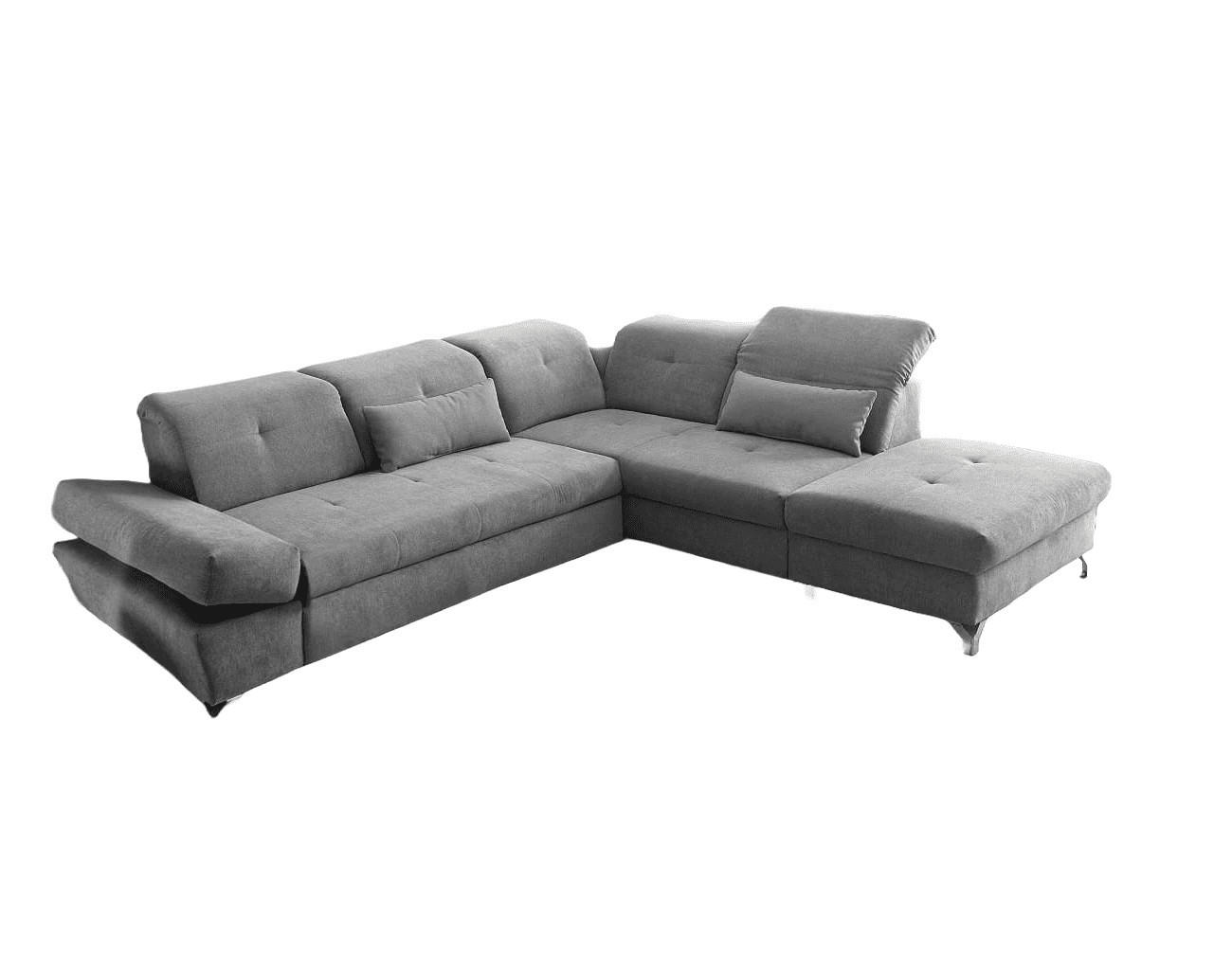 ECKSOFA mit Schlaffunktion und verstellbaren Kopflehnen - Chromfarben/Hellgrau, Textil/Metall (245/275cm) - ed exciting design