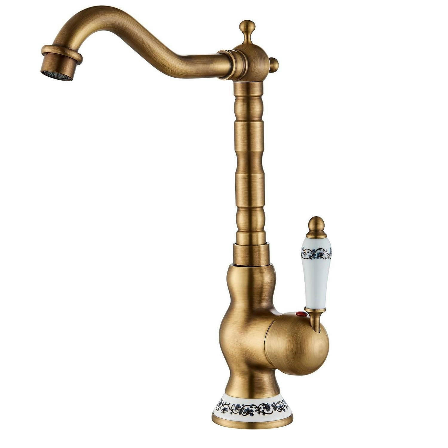 WASCHTISCHARMATUR Keramik Messing Antik 31 cm - Bronzefarben, Metall (24.5/17.5/30.5cm)