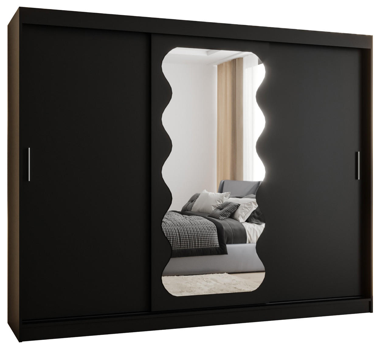 Möbel Kryspol Schiebetürenschrank Schwarz 250x200x62 cm