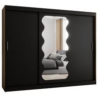 SCHWEBETÜRENSCHRANK 200/250/62 3-türig - Silberfarben/Schwarz, Holz (250/200/62cm) - MÖBEL KRYSPOL