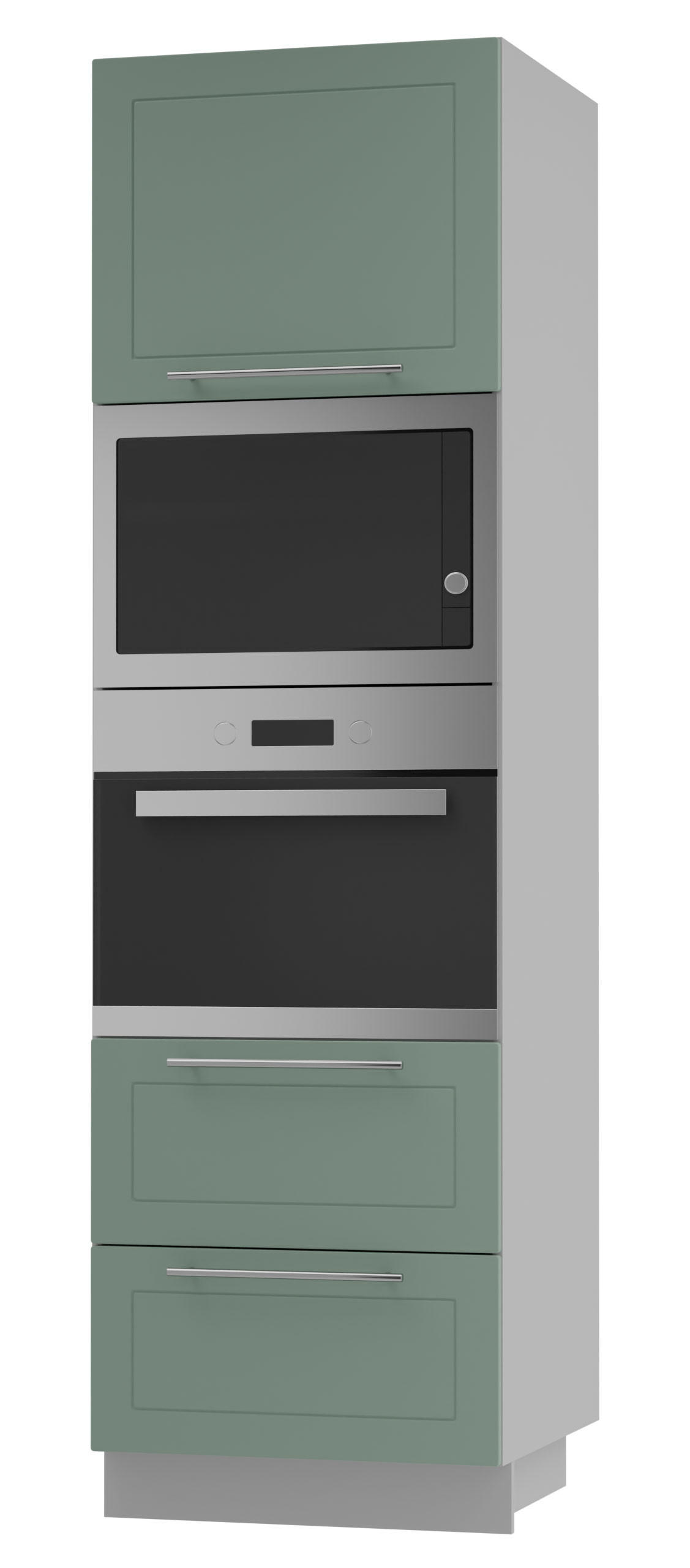 BACKOFEN-HOCHSCHRANK Kvantum D14/RU/2M/284 Mint Matt / Grau Matt 60 / 59 / 207cm - Grau/Mintgrün, Holz/Holzwerkstoff (60/207/59cm) - Feldmann-Wohnen