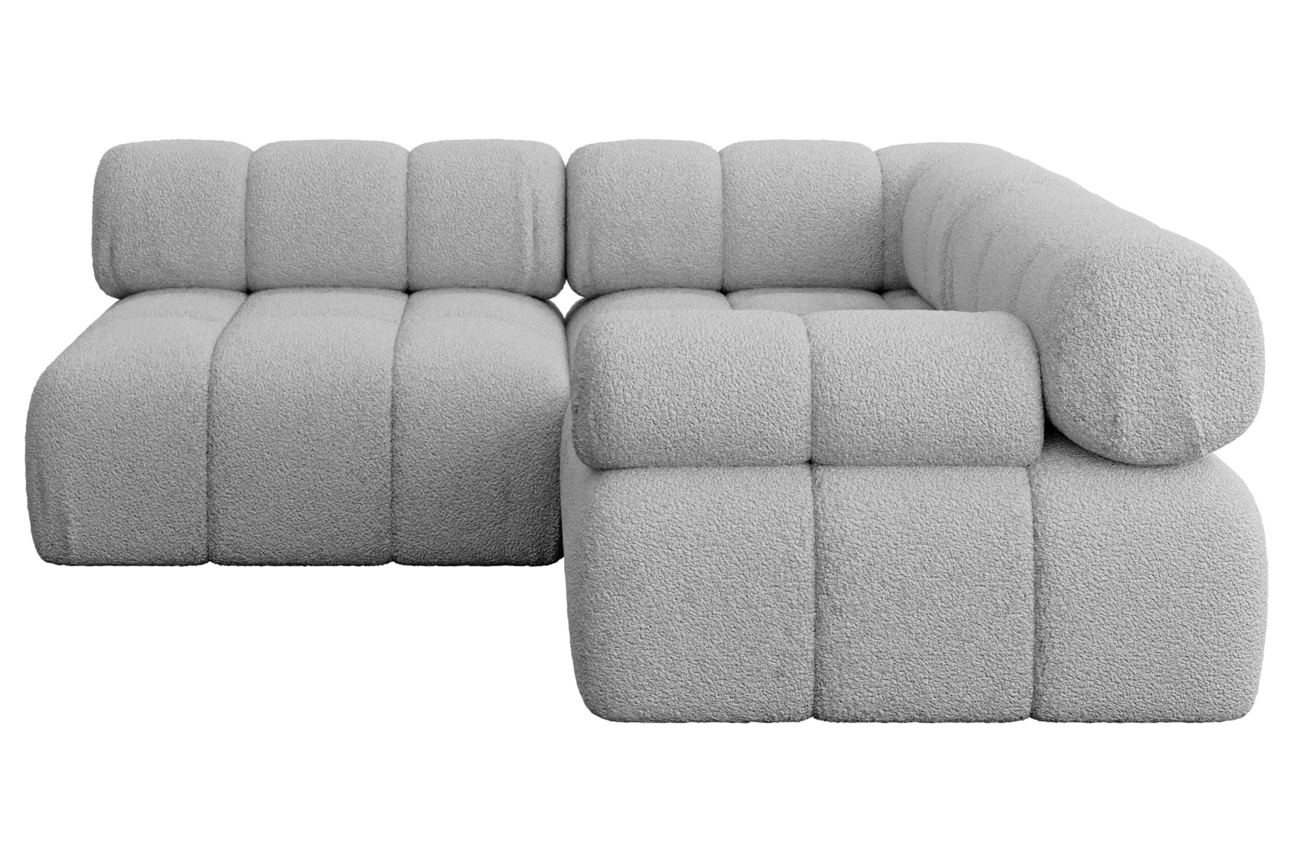 ECKSOFA modulares Sofa Mende-L1 - 190x190x70 cm Hellgrau Bouclé - Hellgrau, Holzwerkstoff/Textil (190/190cm) - ALTDECOR