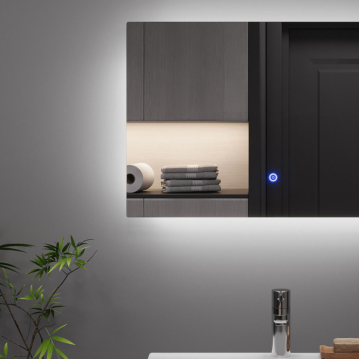 BADEZIMMERSPIEGEL Miral Glas 60 x 40 cm mit Backlight Beleuchtung - Klar, Glas (60/40/2.8cm) - Vicco