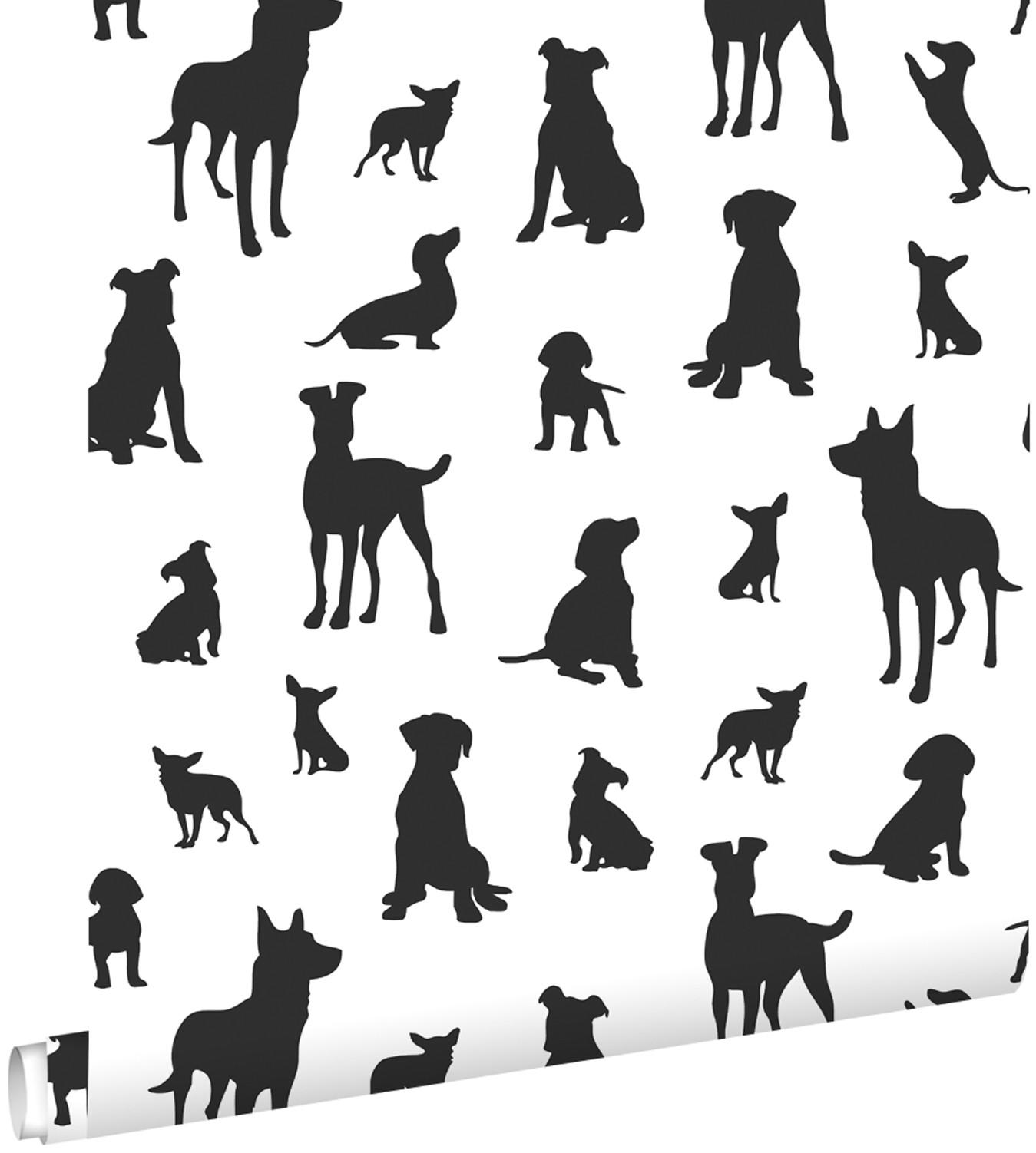TAPETE Hunde 50 x 900 cm - Schwarz, Papier (50/0.1cm) - ESTAhome