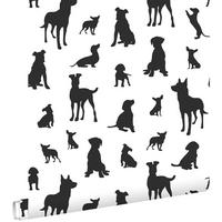 TAPETE Hunde 50 x 900 cm - Schwarz, Papier (50/0.1cm) - ESTAhome
