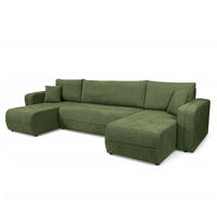 WOHNLANDSCHAFT - Wildeiche/Terracotta, Kunststoff/Textil (312/82/145cm) - home24