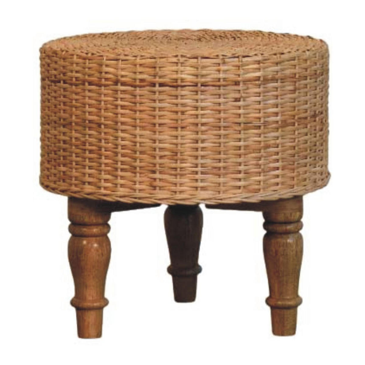 HOCKER Regency Rund Geflochten, Braun - Hellbraun, Holz (40/40/40cm) - Artisan Furniture
