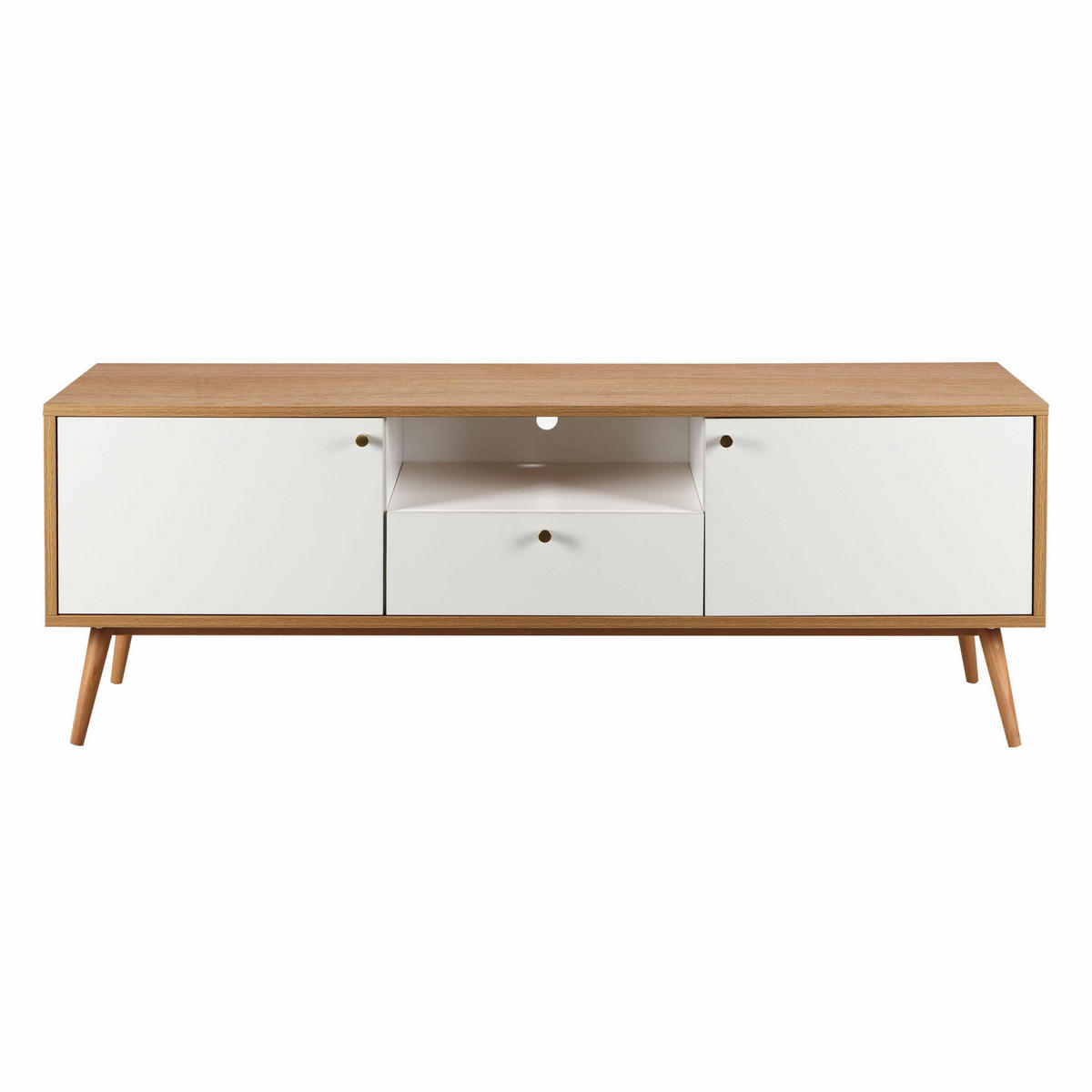 TV-SCHRANK 150 cm, Holz und Weiß - Weiß, Holz (40/55/150cm) - Oviala