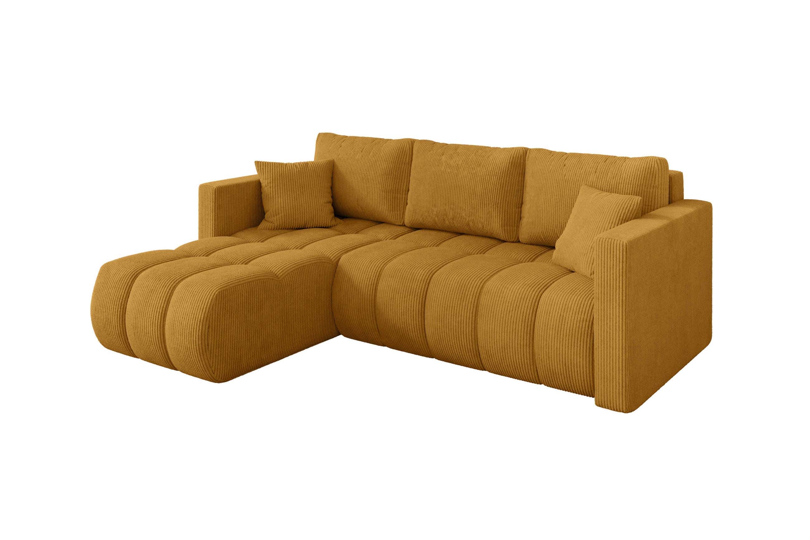 ALTDECOR ROHOVÁ SEDAČKA s funkcí spaní, otoman vlevo GARD-L 226x146x85 hořčicově žlutá manšestr
