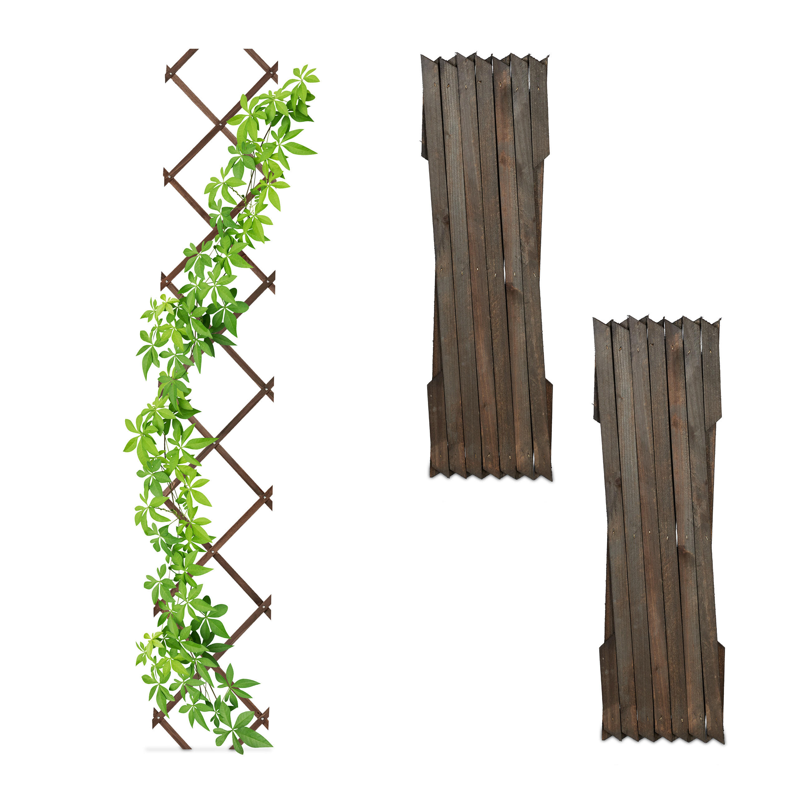 3XRANKGITTER - Braun, Holz (30/180/1cm) - Relaxdays