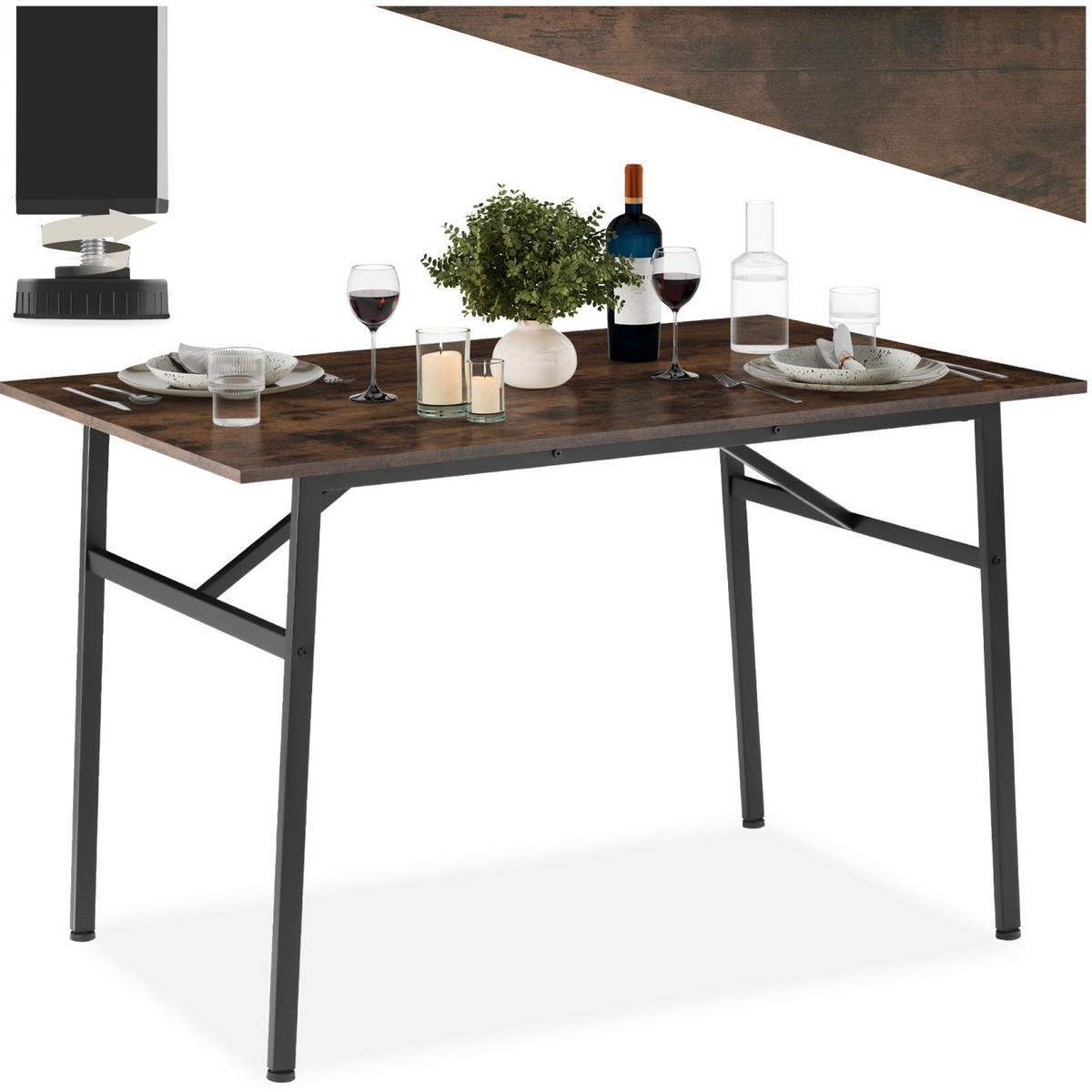 ESSTISCH Swansea,120 x 75 x 76 cm,Industrial Holz dunkel, rustikal - Rostfarben, Holz (120/75/76cm) - tectake