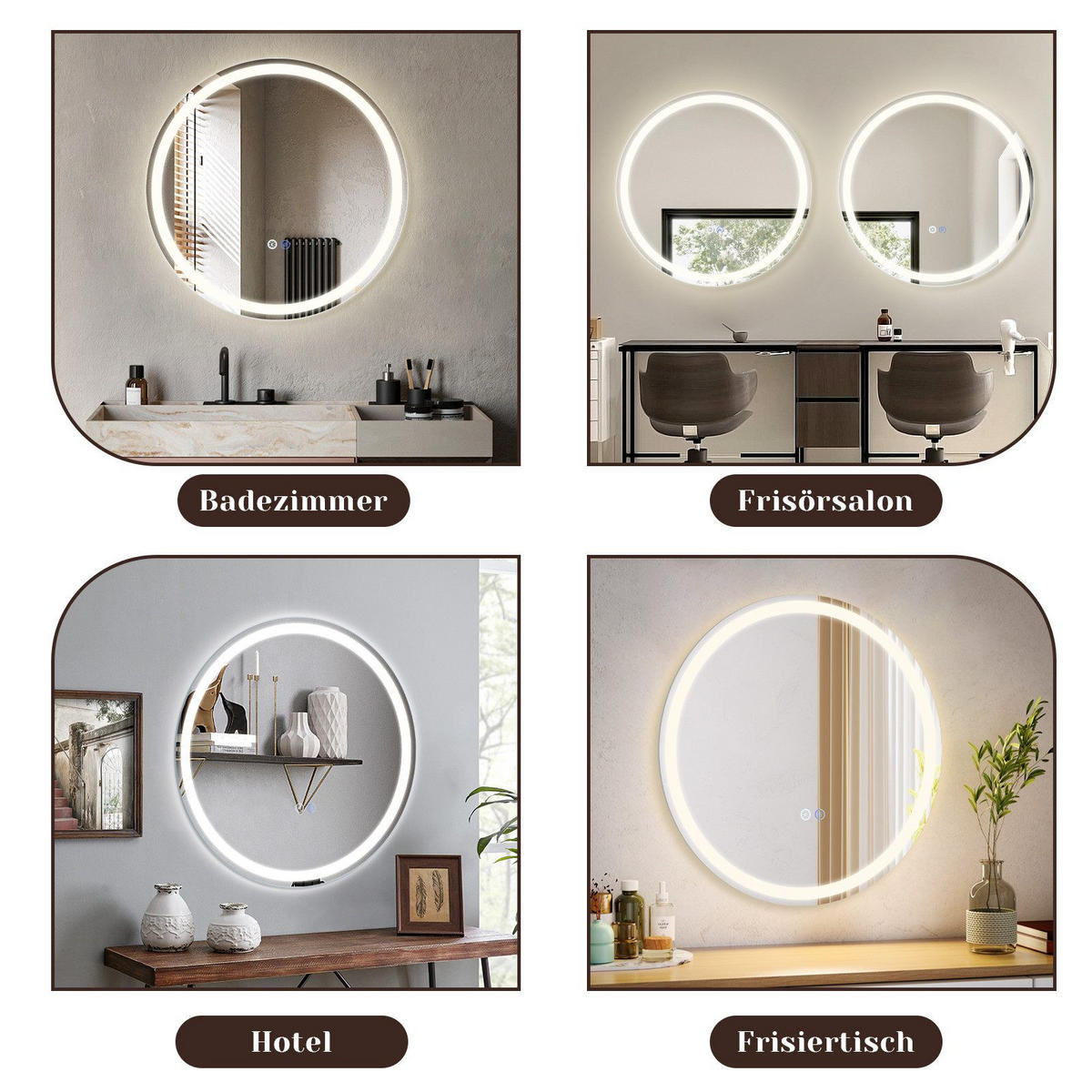 BADEZIMMERSPIEGEL Mainz mit LED-Leuchte Ø80 cm - Weiß, Glas (80/2.5/80cm) - Nettlife