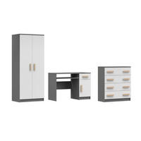 KINDERZIMMER-SET INGE V 3-teilig in Weiß+Grau/Sonoma Eiche - Weiß/Grau, Holzwerkstoff (270/50/192cm) - Deine Möbel 24