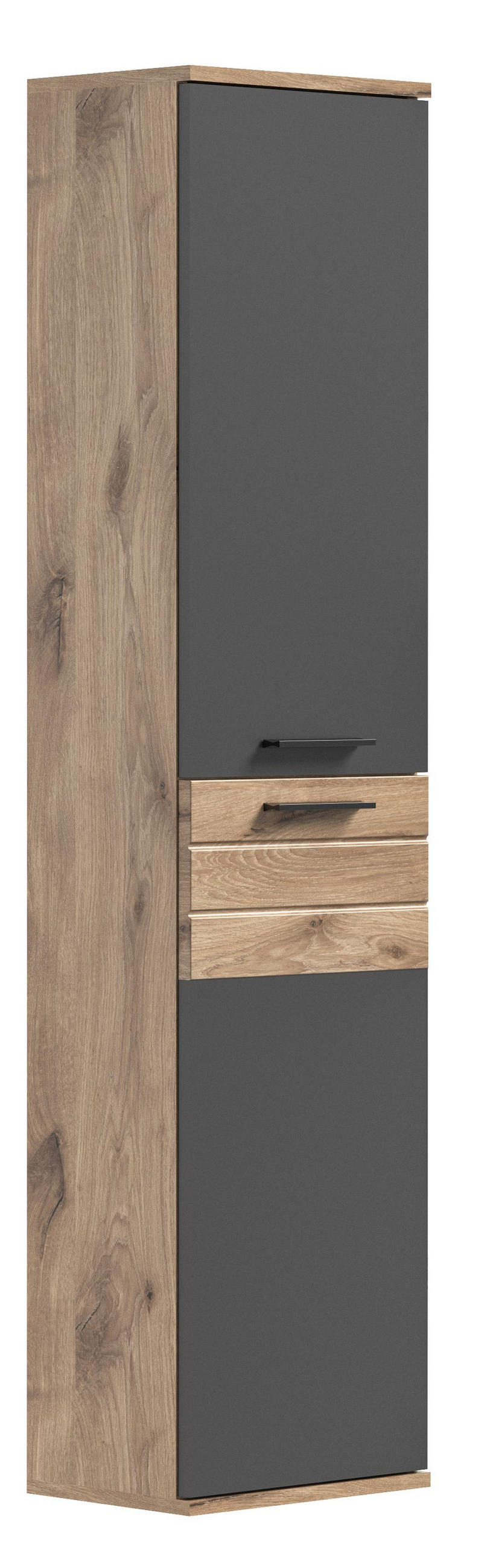 HOCHSCHRANK MASON (B/H/T: ca. 37/152/24 cm) in Nox Oak Nachbildung/Basalt grau - Eichefarben, Holzwerkstoff (37/152/24cm)