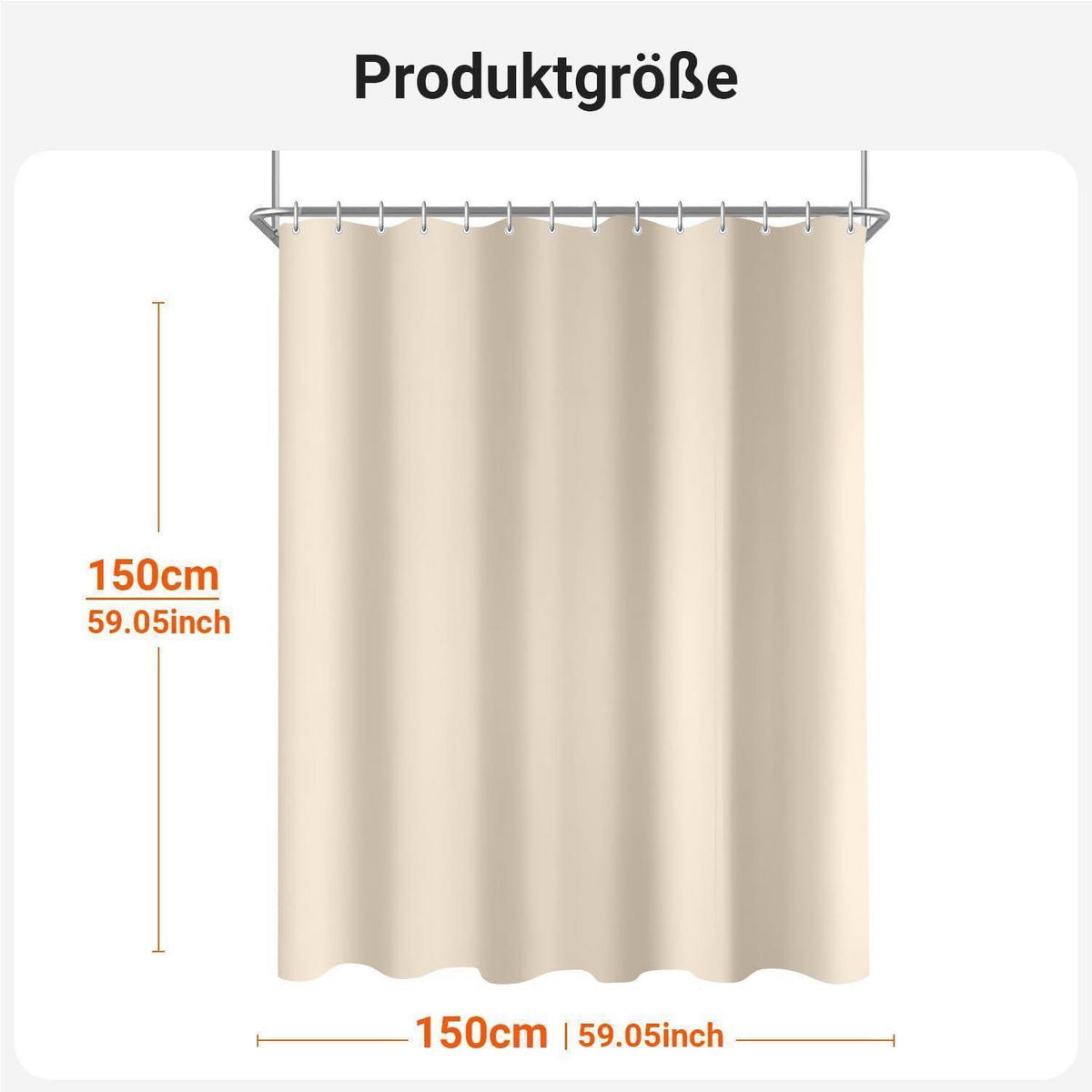 DUSCHVORHANG Beige 150 x 150 cm - Beige, Textil (150/150cm)