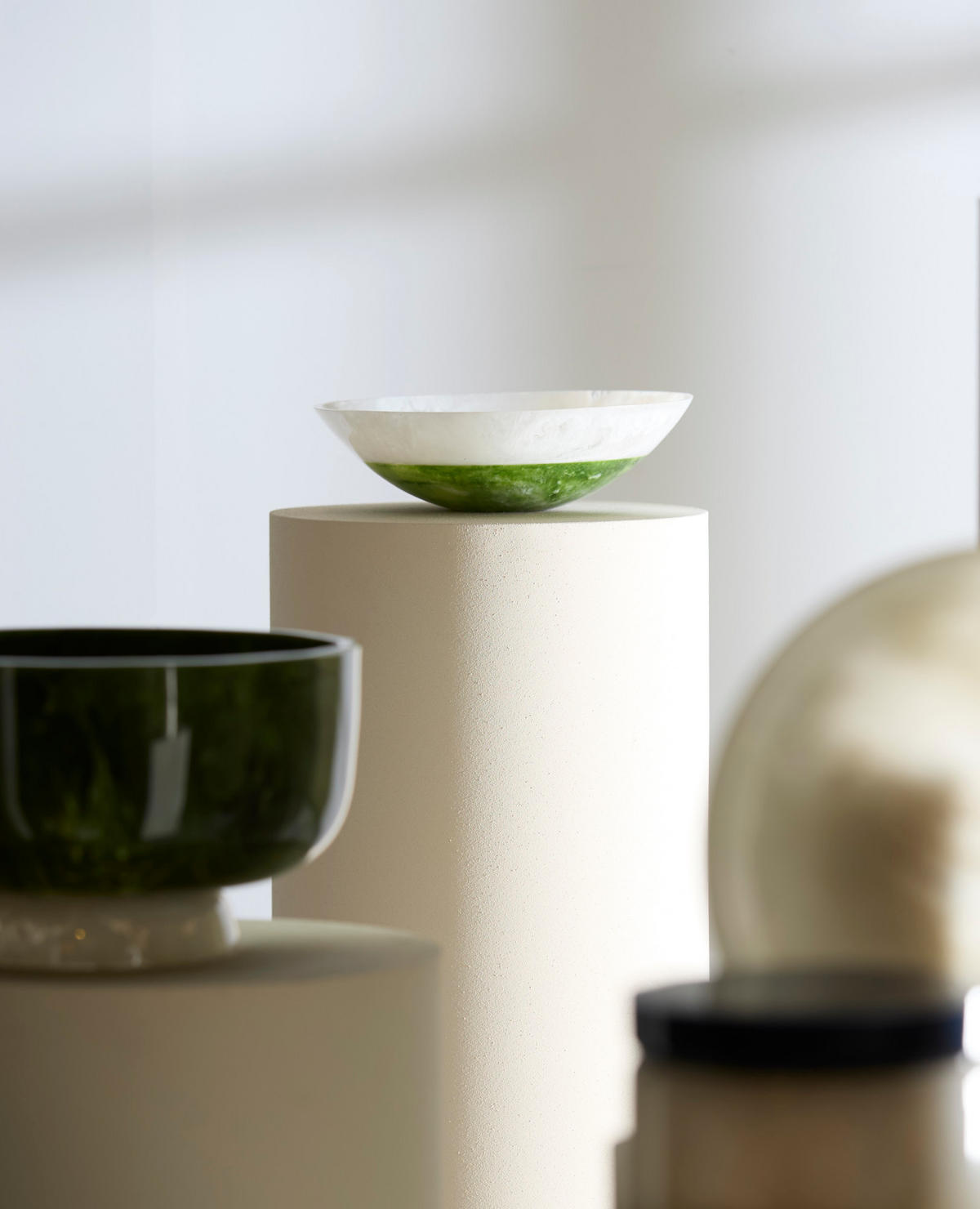 SCHALE Binanga Weiß Ø26/7,5 cm - Weiß/Grün, Kunststoff (26/7.5cm) - Light & Living