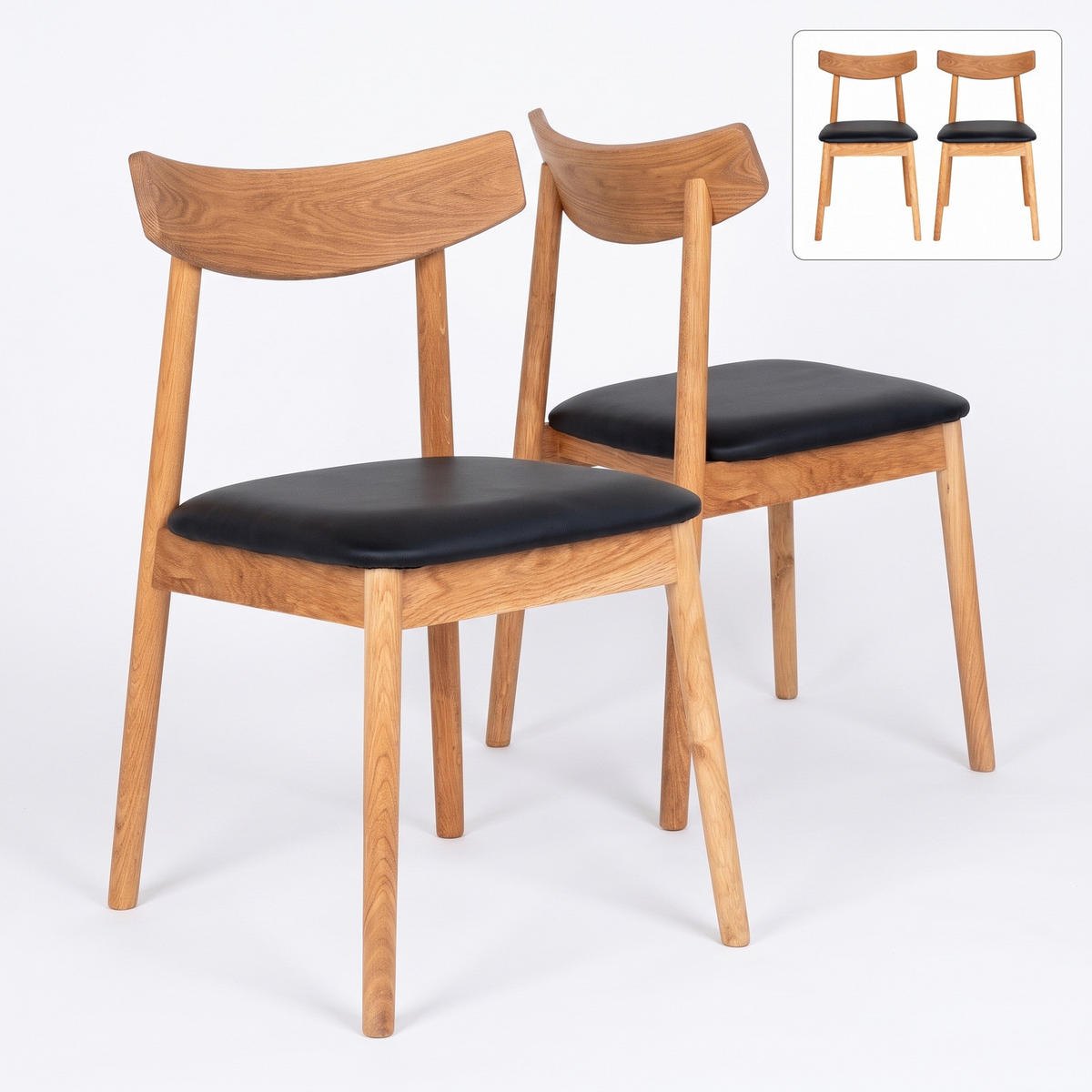 MATSTOL Nemi 2-pack 48 x 55 x 81 cm – ek/svart - Bokfärgad/Svart, Bokträ/Trä (48/81/55cm) - ebuy24