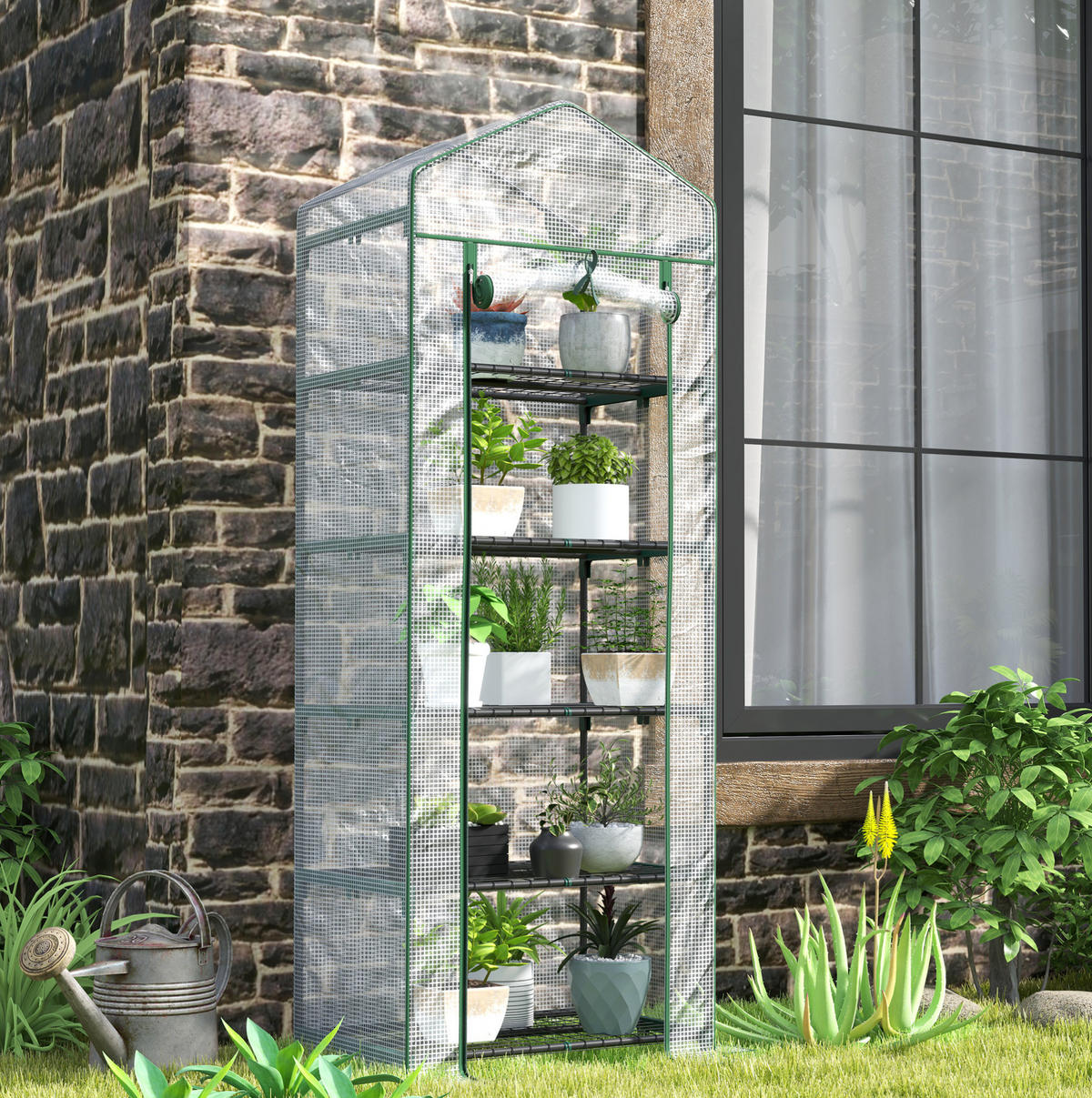 GEWÄCHSHAUS 69/193/49 cm Weiß aus Stahl mit 5 Ebenen - Weiß, Metall (49/193/69cm) - OKMYHOME